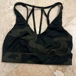 Army print strappy sports bra. Size small. All in motion